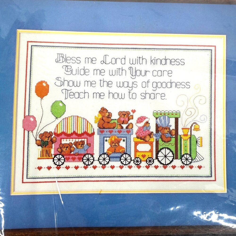 Vintage‎ Dimensions Counted Cross Stitch Kit Teddy Bear Blessing 1985 Sealed